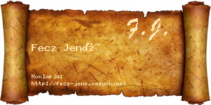 Fecz Jenő névjegykártya